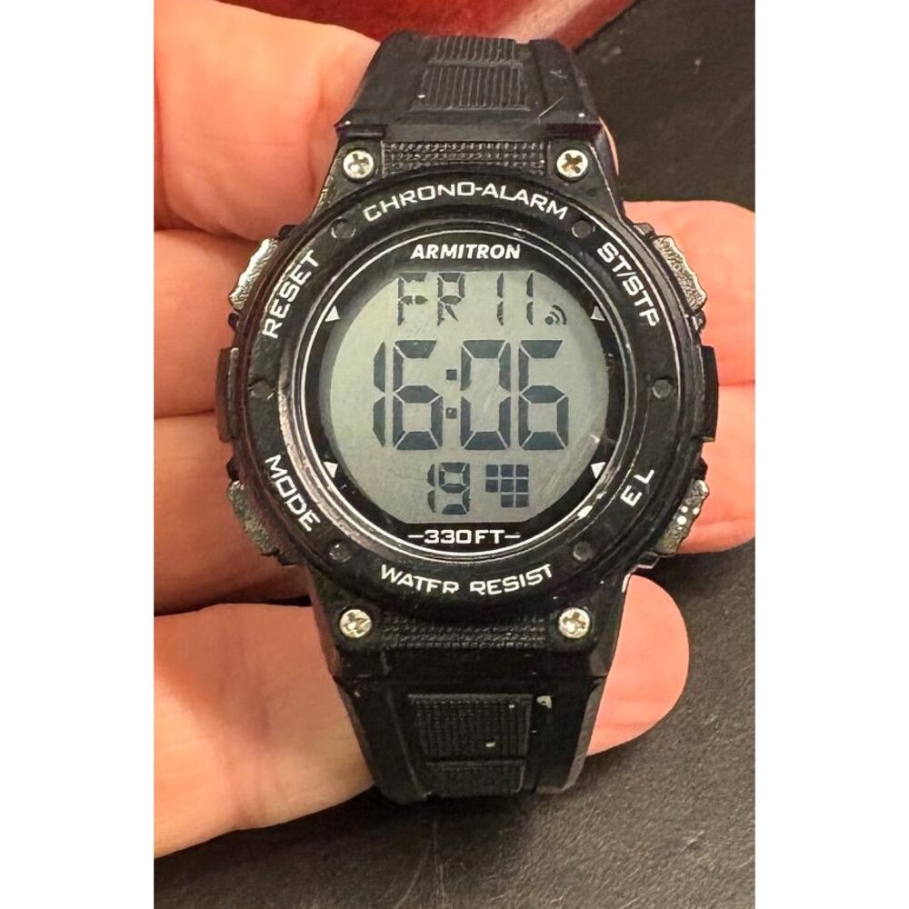 Unisex 40mm Black Poly Armitron Pro Sports Watch, WR to 100M